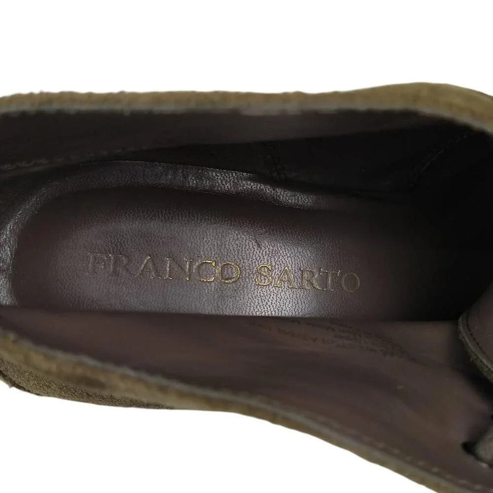 Franco Sarto Weston Ankle Booties Womens Sz 8.5 Brown Gray Suede‎ Lace Up Wedge